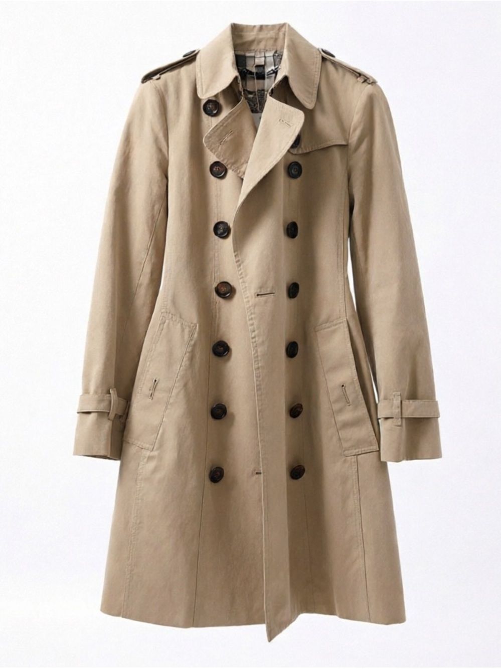🚩steal Burberry Beige Double-Breasted Trench Coat